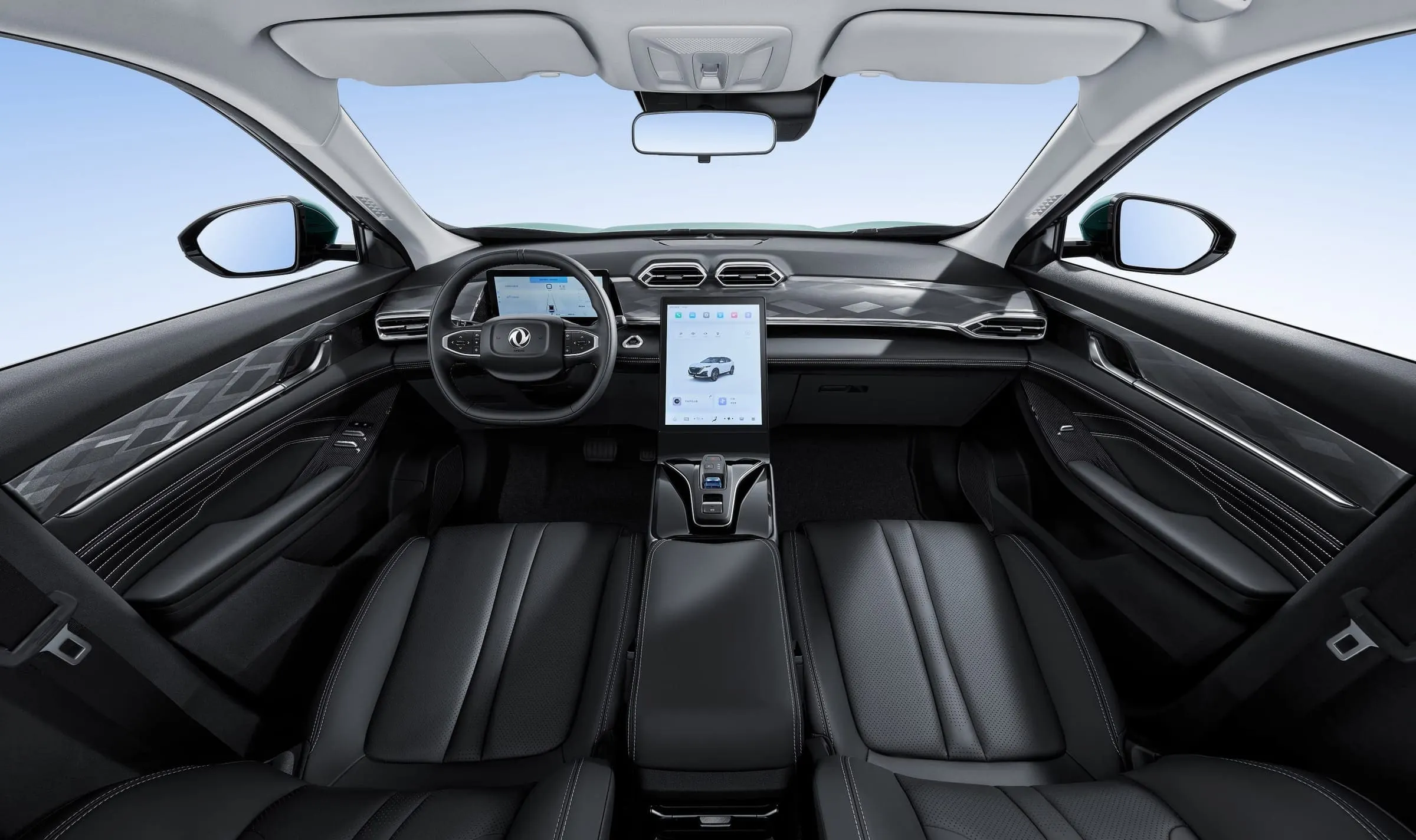 Interior of the Dongfeng Mage — Dongfeng Jamaica/Bert’s Automotive. Dealer model imagery; confirm local colours and equipment.